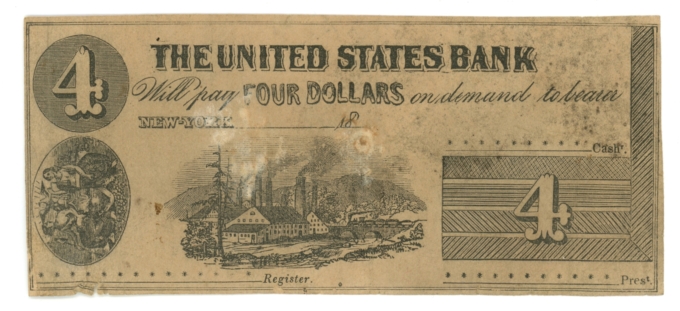 18XX United States Bank New York NY $4 Obsolete Note RARE (64309)