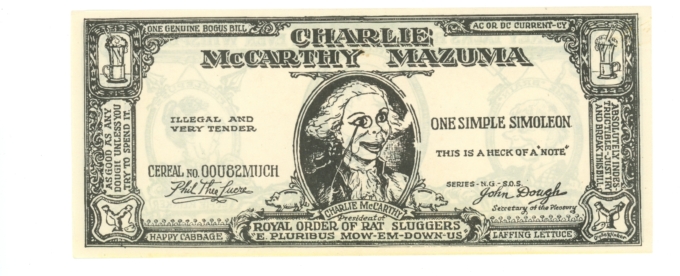 Charlie McCarthy Mazuma Money Talks One Genuine Bogus Bill One Smacker (A0011)