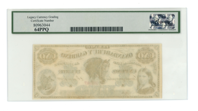1869 Banco Oxandaburu y Garbino Argentina 1 Peso Legacy UNC 64PPQ SCWPM#S1791r