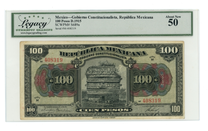 1915 SCWPM#S689a Mexico Gobierno Constitucionalista 100 pesos Legacy 50 (A0035)