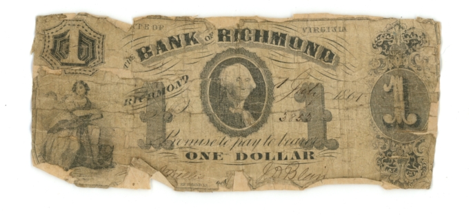 1861 Bank of Richmond Virginia VA $1 Obsolete Note No.3853 (A0055)