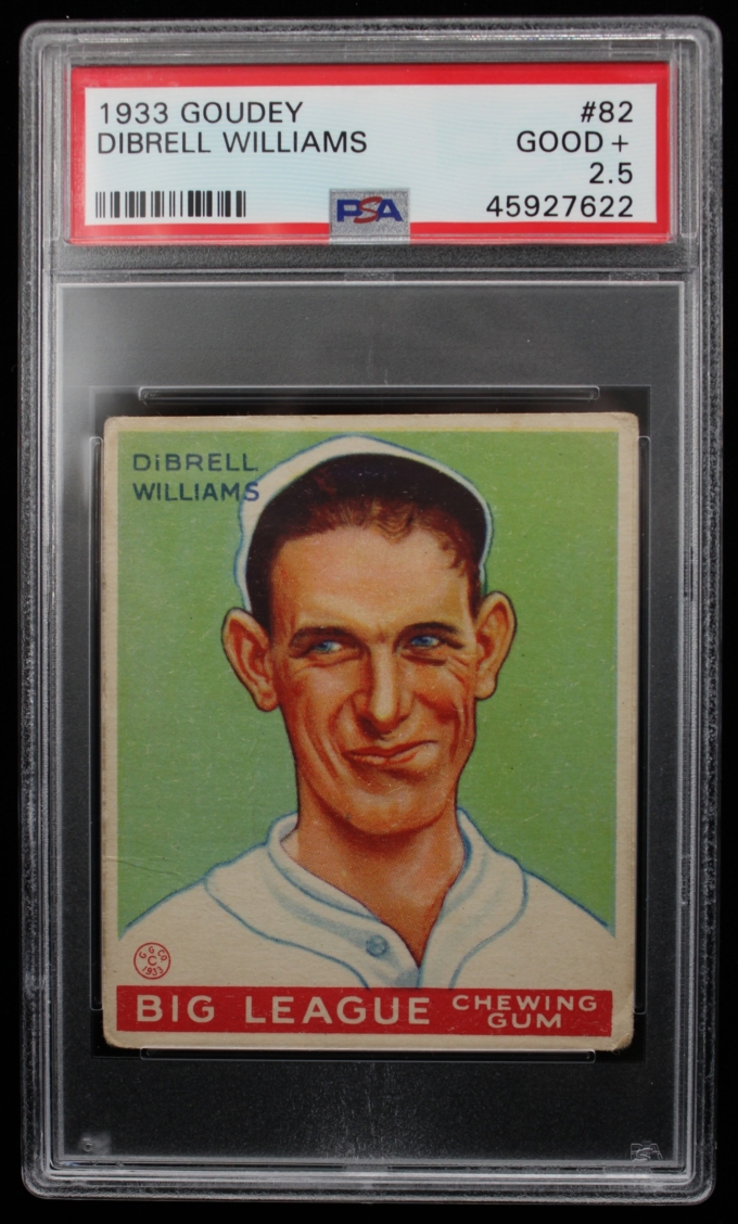 1933 Goudey #82 DiBrell Williams Philadelphia Athletics Card PSA G+ 2.5 (63673)