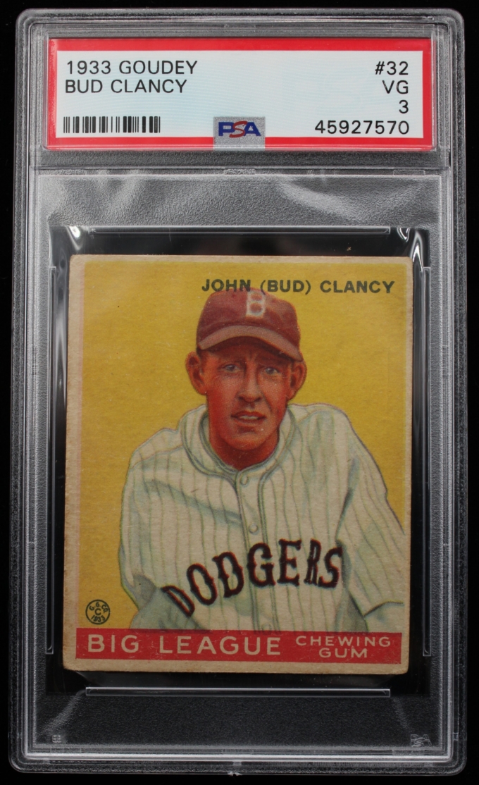 1933 Goudey #32 Bud Clancy Brooklyn Dodgers PSA VG 3 (63674)