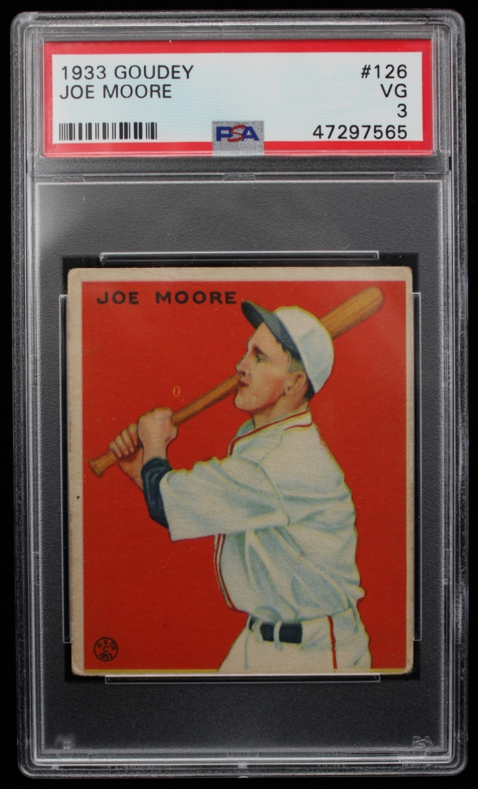 1933 Goudey #126 Joe Moore New York Giants Card PSA VG 3 (63677)