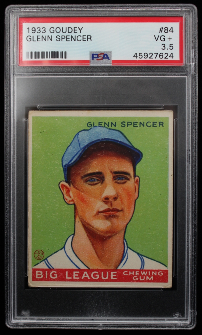 1933 Goudey #84 Glenn Spencer New York Giants Card PSA VG+ 3.5 (63678)