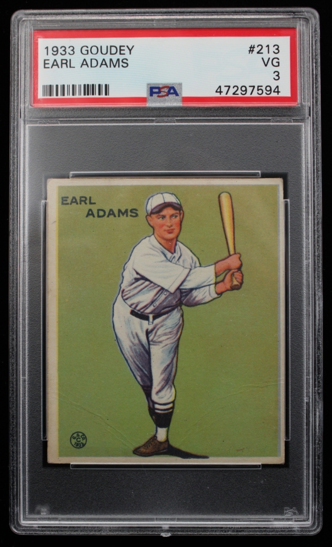 1933 Goudey #213 Earl (Sparky) Adams Cincinnati Reds Card PSA VG 3 (63679)