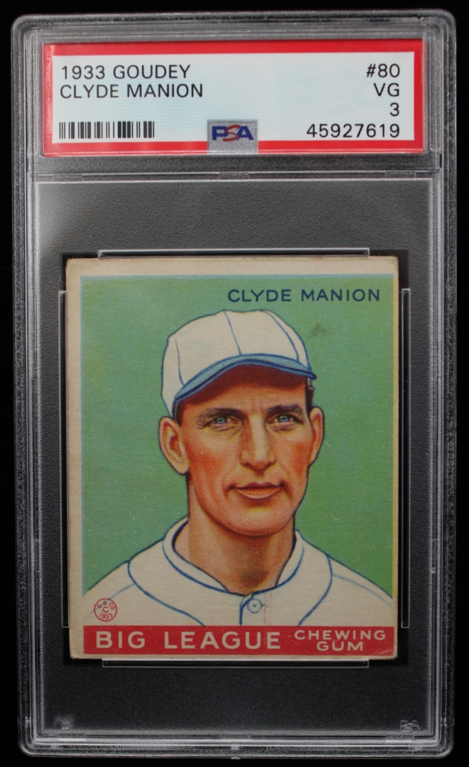 1933 Goudey #80 Clyde Manion Cincinnati Reds Card PSA VG 3 (63687)