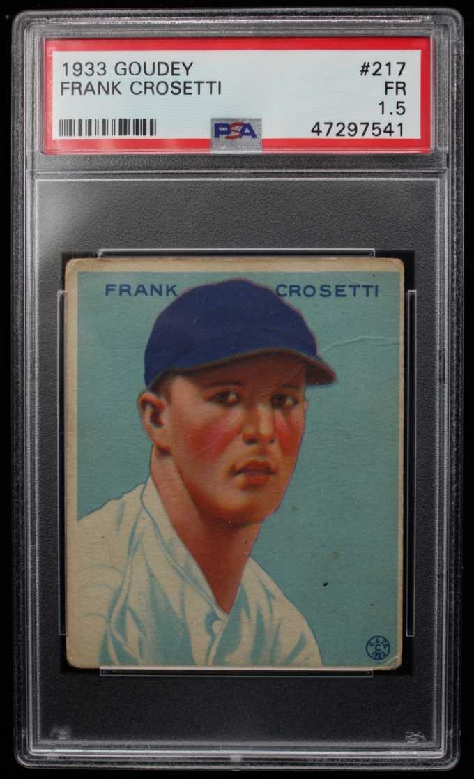 1933 Goudey #217 Frank Crosetti New York Yankees Card PSA FR 1.5 (63688)