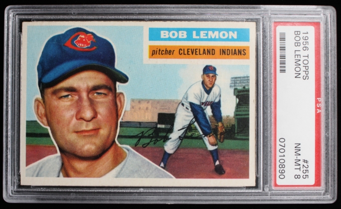 1956 Topps #255 Bob Lemon Cleveland Indians Card PSA NM-MT 8 BASEBALL HOF 63792