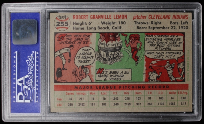 1956 Topps #255 Bob Lemon Cleveland Indians Card PSA NM-MT 8 BASEBALL HOF 63792