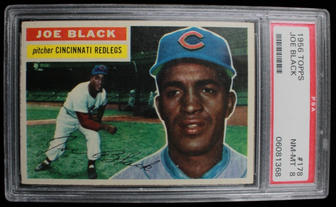1956 Topps #178 Joe Black Cincinnati Redlegs Card PSA NM-MT 8 (64119)