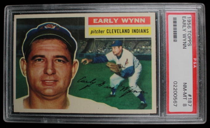 1956 Topps #187 Early Wynn Cleveland Indians Card PSA NM-MT 8 Baseball HOF 64122