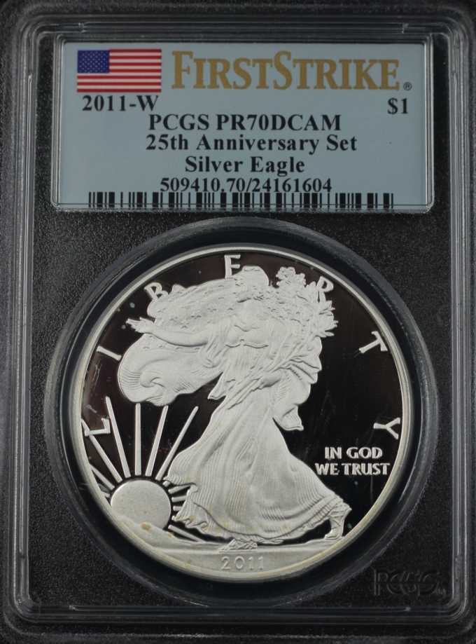 2011-W AMERICAN SILVER EAGLE $1 PCGS PR70DCAM - FIRST STRIKE (61604)