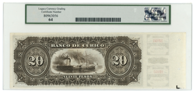 18XX SCWPM#S220r Chile Banco de Curico 20 Pesos Legacy 64 (L5321)
