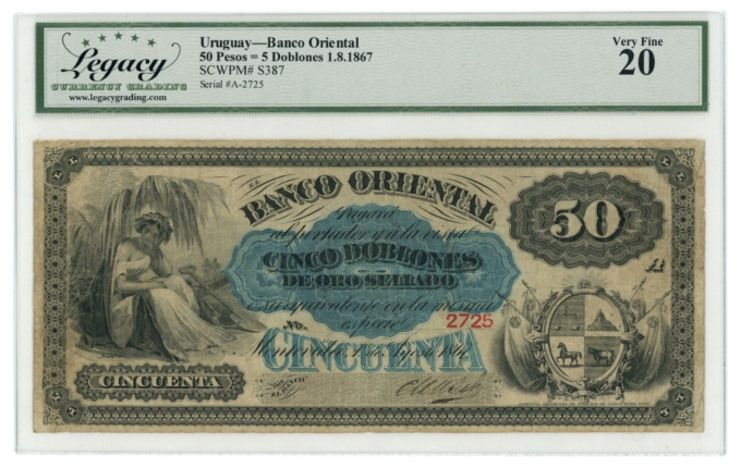 1869 SCWPM#S387 Uruguay Banco Oriental 50 Pesos Legacy 20 (L5322)
