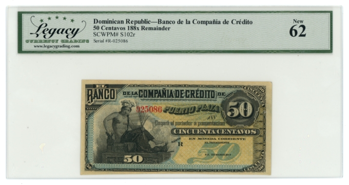 188X SCWPM#S102r 50 Centavos Dominican Republic Legacy 62 (L5330)