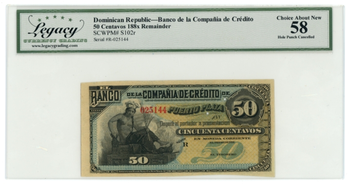 188x SCWPM#S102r 50 Centavos Dominican Republic Legacy 58 (L5331)