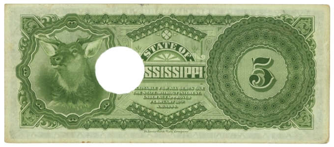 1894 State of Mississippi Jackson MS $5 Special Warrant (L5345)