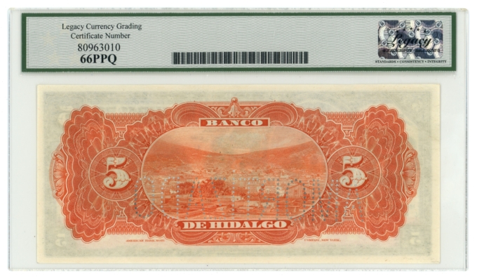 ND Banco de Hidalgo Pachuca Mexico 5 Pesos Legacy UNC 66PPQ S-305d (64349)