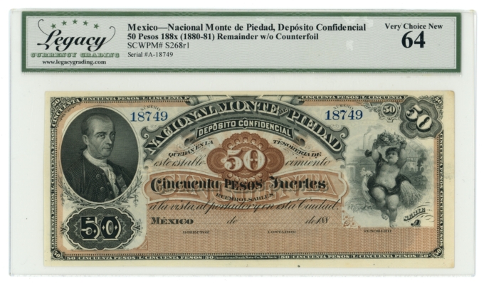 188X Nacional Monte de Piedad Mexico 50 Pesos Legacy UNC 64 S-268r1 (64354)