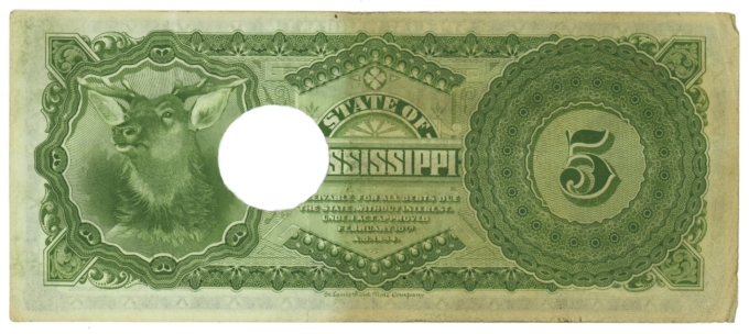 1894 State of Mississippi Jackson MS $5 Special Warrant CR-64 (64368)