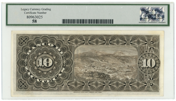 1XXX (1891-1914) Banco de Zacatecas Mexico 10 Pesos Legacy AU 58 S-476r (64384)