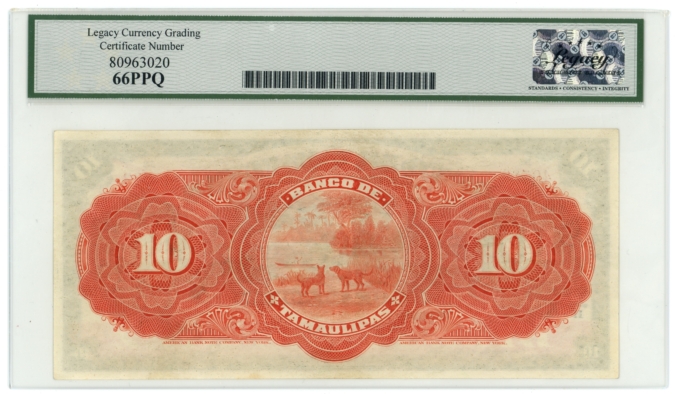 ND (1914) Banco de Tamaulipas Tampico Mexico 10 Pesos Legacy 66PPQ S-430c (64386)