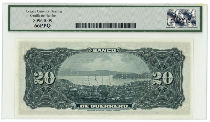 19XX Banco de Guerrero Iguala Mexico 20 Pesos Legacy UNC 66PPQ S-300b (64399)