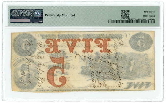 1858 Treasurer of Lyons City Iowa IA $5 Obsolete Note PCGS AU 53 (64406)