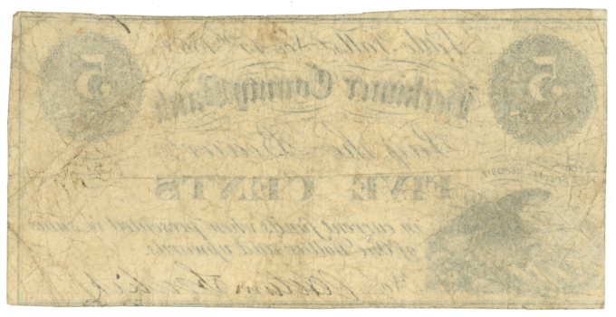 1862 Herkimer County Bank - Adam Fralick Little Falls New York 5c Note (64409)