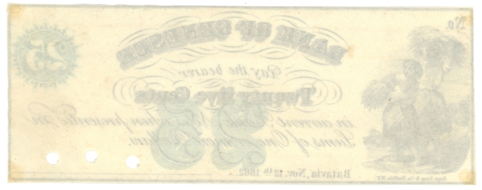 1862 Bank of Genesee Batavia New York NY 25c Obsolete Scrip (64411)
