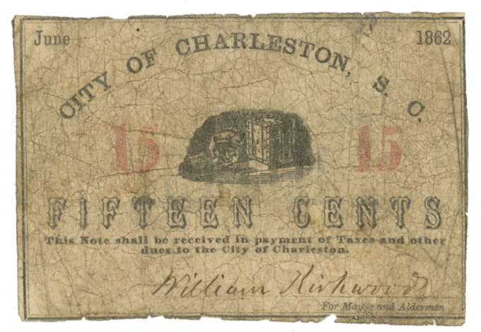 1862 City of Charleston South Carolina SC 15c Obsolete Note Sh801 (64414)