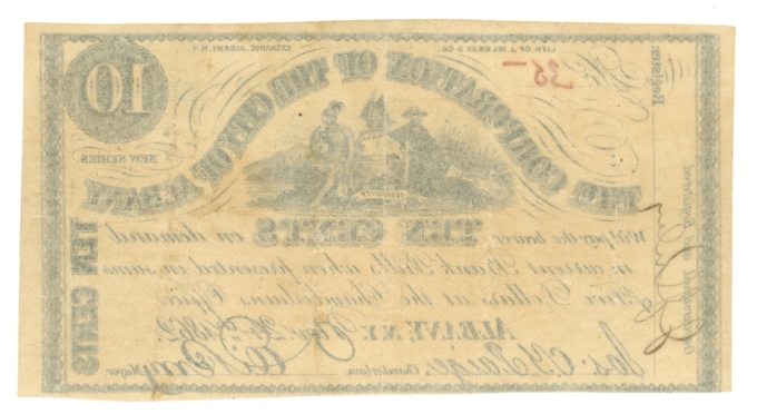 1862 Corporation of the City of Albany New York NY 10c Obsolete Note (64440)