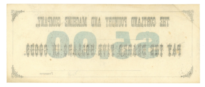 ND Cortland Foundry & Machine Co. Cortland New York NY $5 Obsolete Scrip (64442)
