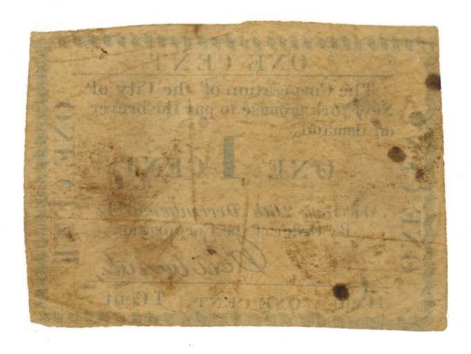 1814 Corporation of the City of New York NY 1c Obsolete Note (64443)
