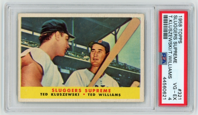 1958 Topps #321 Sluggers Supreme - Ted Kluszewski & Ted Williams PSA VG-EX 4