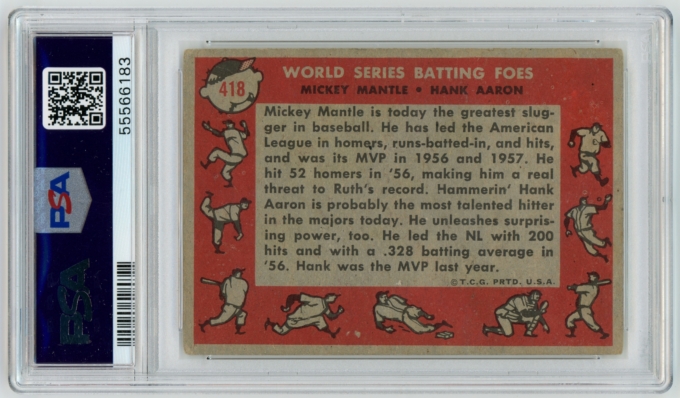 1958 Topps #418 World Series Batting Foes Mickey Mantle / Hank Aaron PSA VG 3