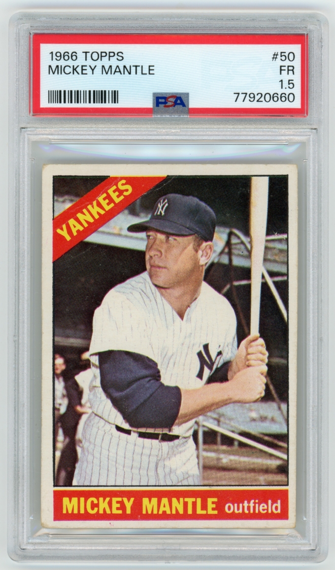 1966 Topps #50 Mickey Mantle New York Yankees Card HOF PSA 1.5 FR (64530)