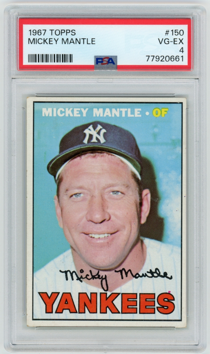 1967 Topps #150 Mickey Mantle New York Yankees Card HOF PSA 4 VG-EX (64531)