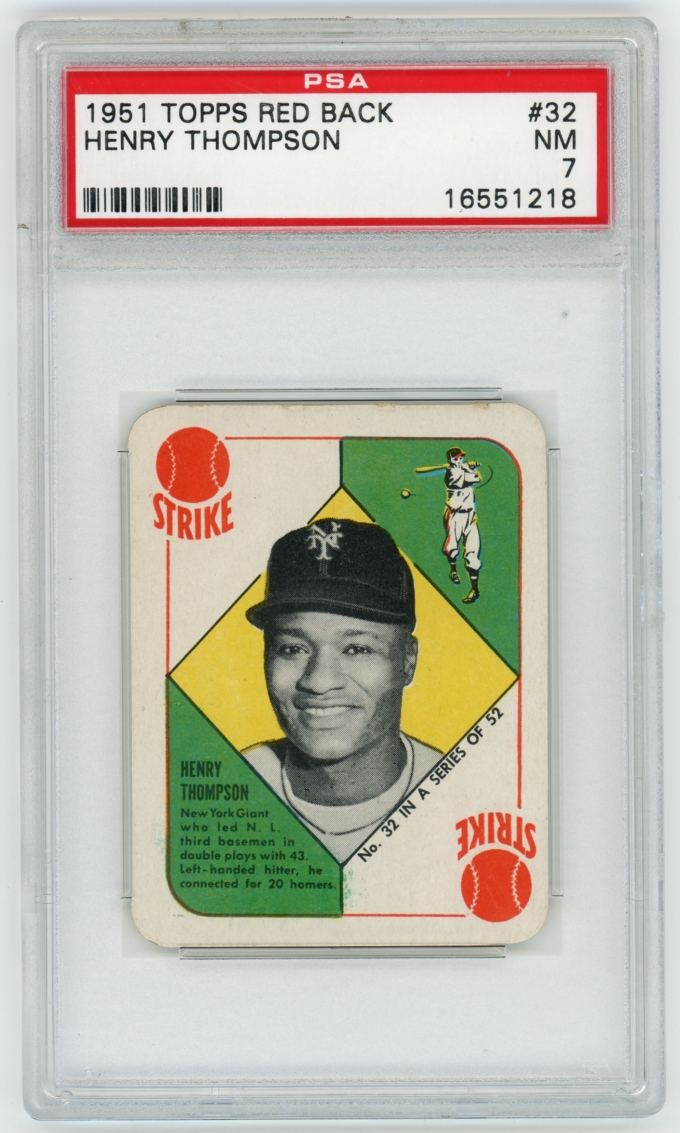 1951 Topps Red Back #32 Henry (Hank) Thompson New York Giants PSA NM 7 (64505)