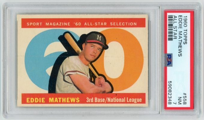 1960 Topps #558 Eddie Matthews All-Star Milwaukee Braves HOF PSA NM 7 (64506)