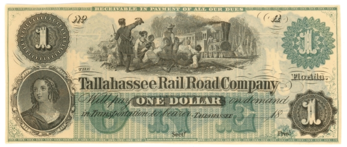 18XX Tallahassee Railroad Company Florida FL $1 - Reprint (64545)