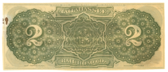 18XX Tallahassee Railroad Company Florida FL $2 - Reprint (64546)