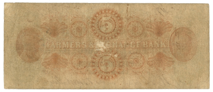 1853 Farmers & Exchange Bank of Charleston South Carolina SC $5 Obsolete (64550)