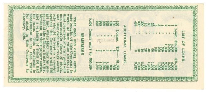 1901 Montana Mining Loan & Investment Co Butte MT 50c Note (64577)