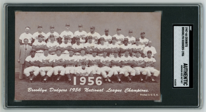 1947-66 Exhibits 1956 Brooklyn Dodgers Team NL Champions SGC Authentic (64592)