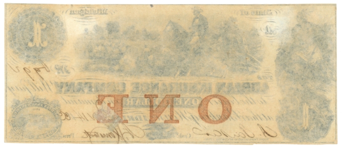 1853 Adrian Insurance Company Adrian Michigan MI $1 Obsolete Note (64598)