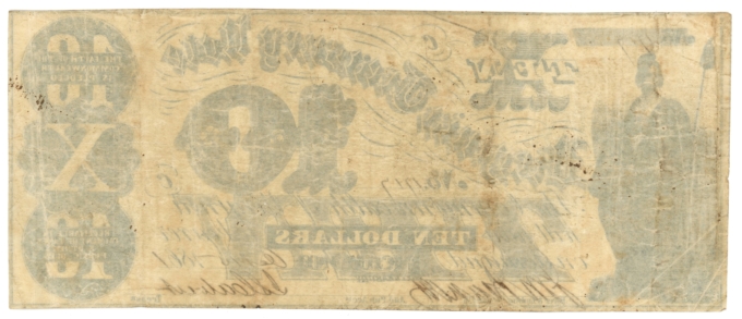 1861 Virginia Treasury Note Richmond VA $10 Obsolete Note CR-4 No.1717 (64601)