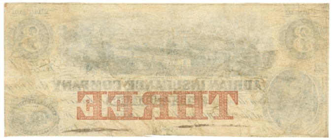18XX Adrian Insurance Company Adrian Michigan MI $3 Obsolete Note (64600)
