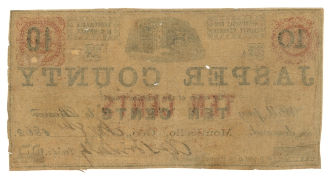 1862 Jasper County Monticello Georgia GA 10c Obsolete - Civil War Era (64641)
